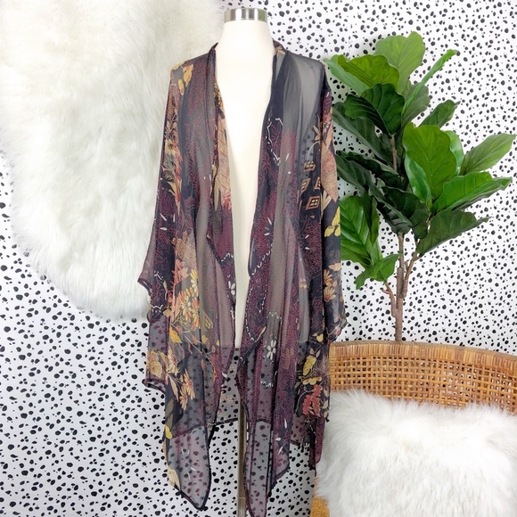 Citron Santa Monica Sweaters - Citron Santa Monica | Silk Floral Duster Kimono
